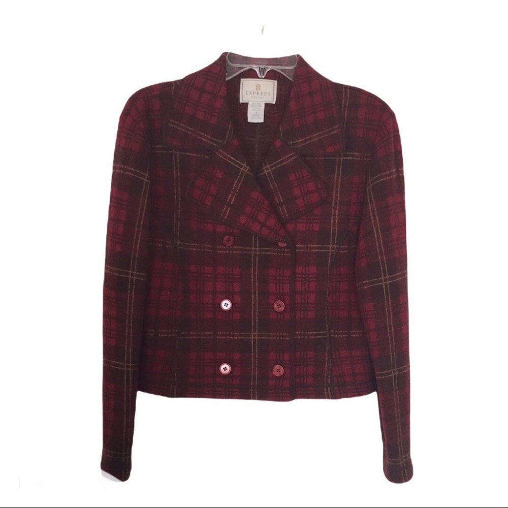 Express Plaid Wool Double Breast Jacket size S
